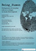 Photo shows a poster for the SWDTP photography exhibition. Image includes a graphic of a finger print with a map of the world inside.